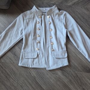 Elegant Gray Women's Blazer with Gold Buttons